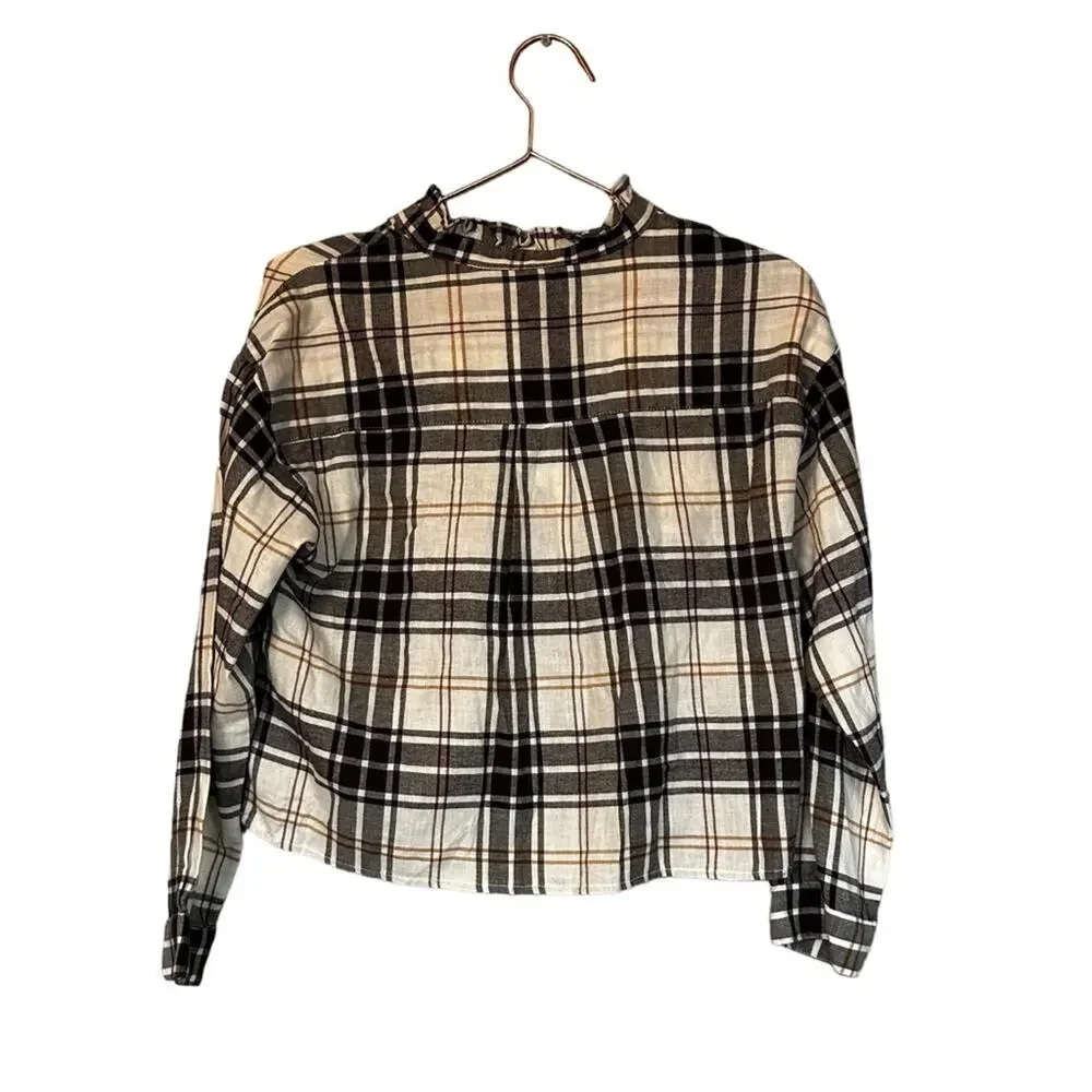 GAP kids light  Flannel ruffle neck button down  Shirt size XL 12